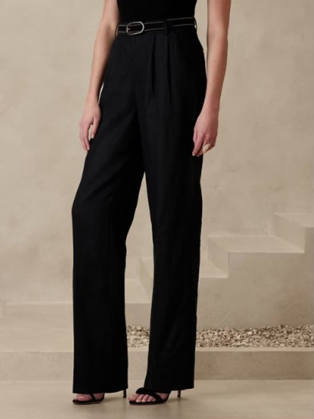 Banana Republic Palma Wide Leg 100% Linen pants (black)